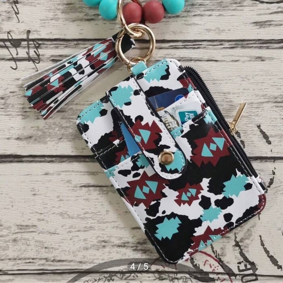 Silicone Beaded Keychain Bracelet Wristlet Key Ring Bracelet Silicone Women Bead - Picture 4 of 5